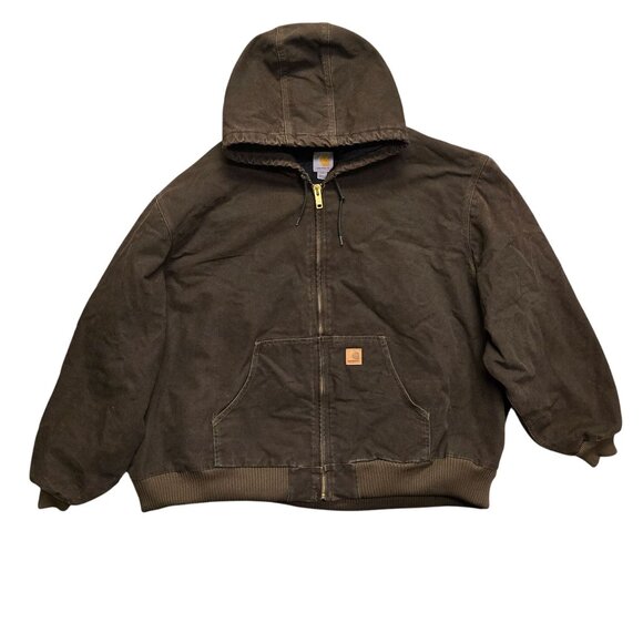 Carhartt Mens 5XL Dark Brown Washed Duck Active Jacket Loose Fit J130 - Picture 1 of 16
